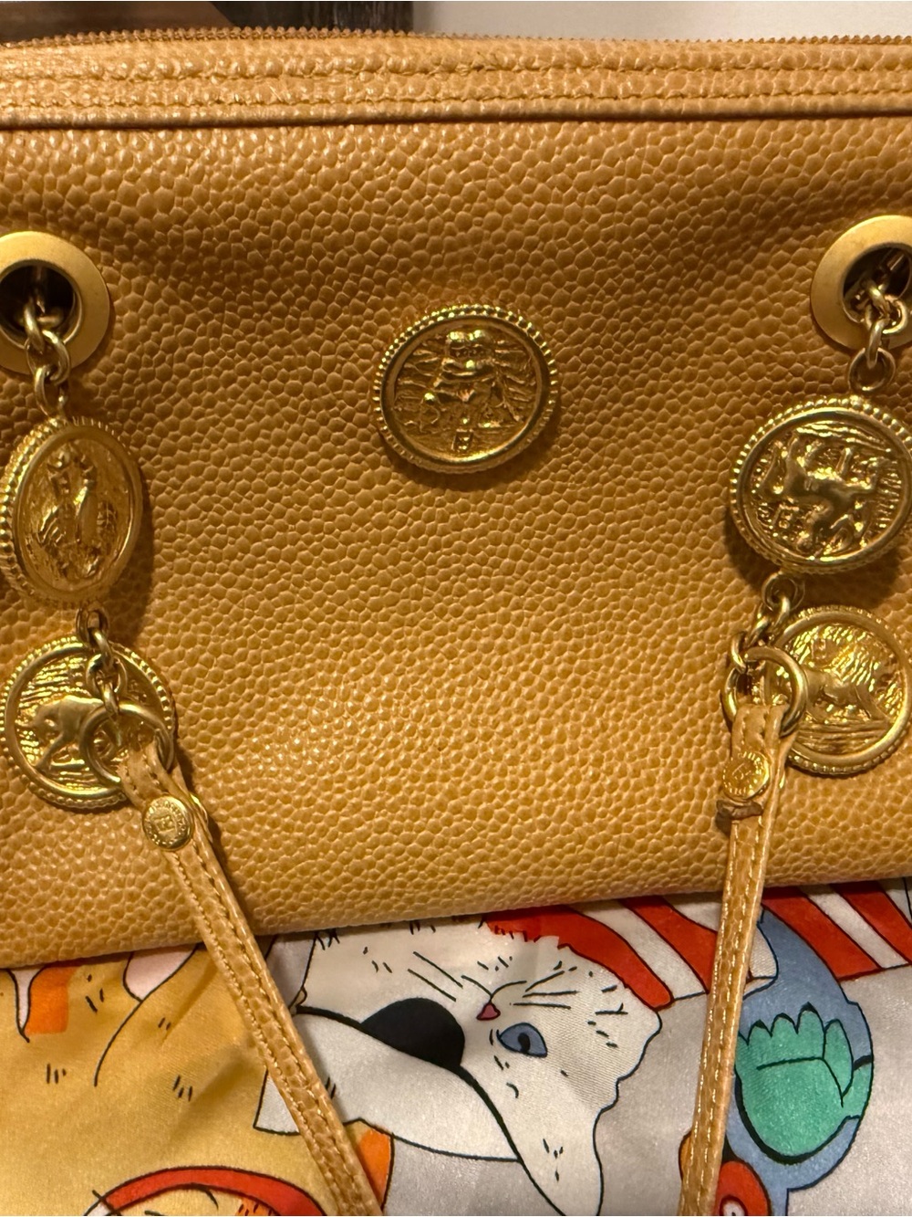 Fendi Gold-Tone Medallion Tan Shoulder Bag